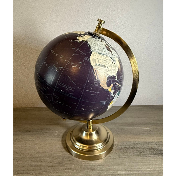 Unbranded Other - Vintage decorative world globe blue ocean design metal stand meridian